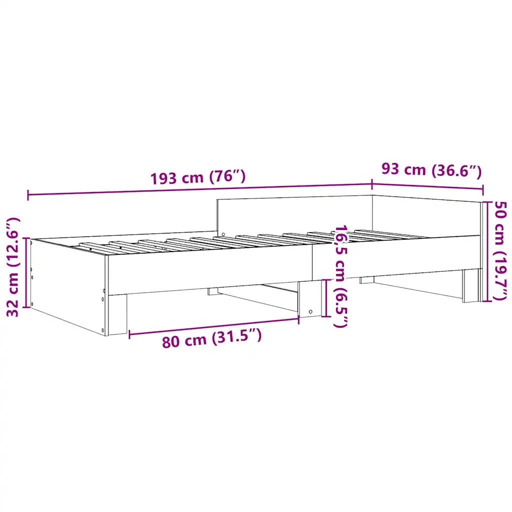 vidaXL Giroletto Grigio Sonoma 90x190 cm in Legno Multistrato