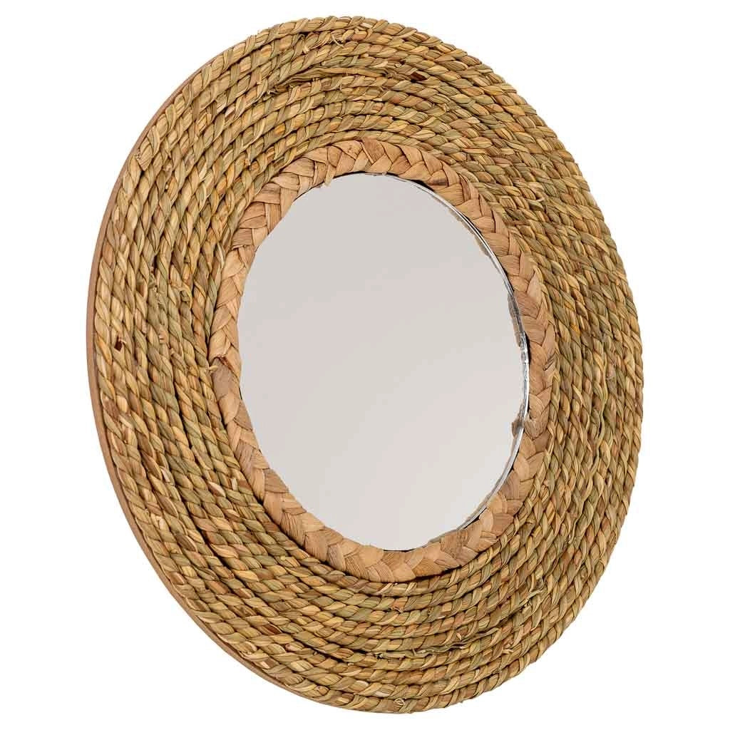 Specchio rotondo in fibra naturale marrone d25/13,5x02h