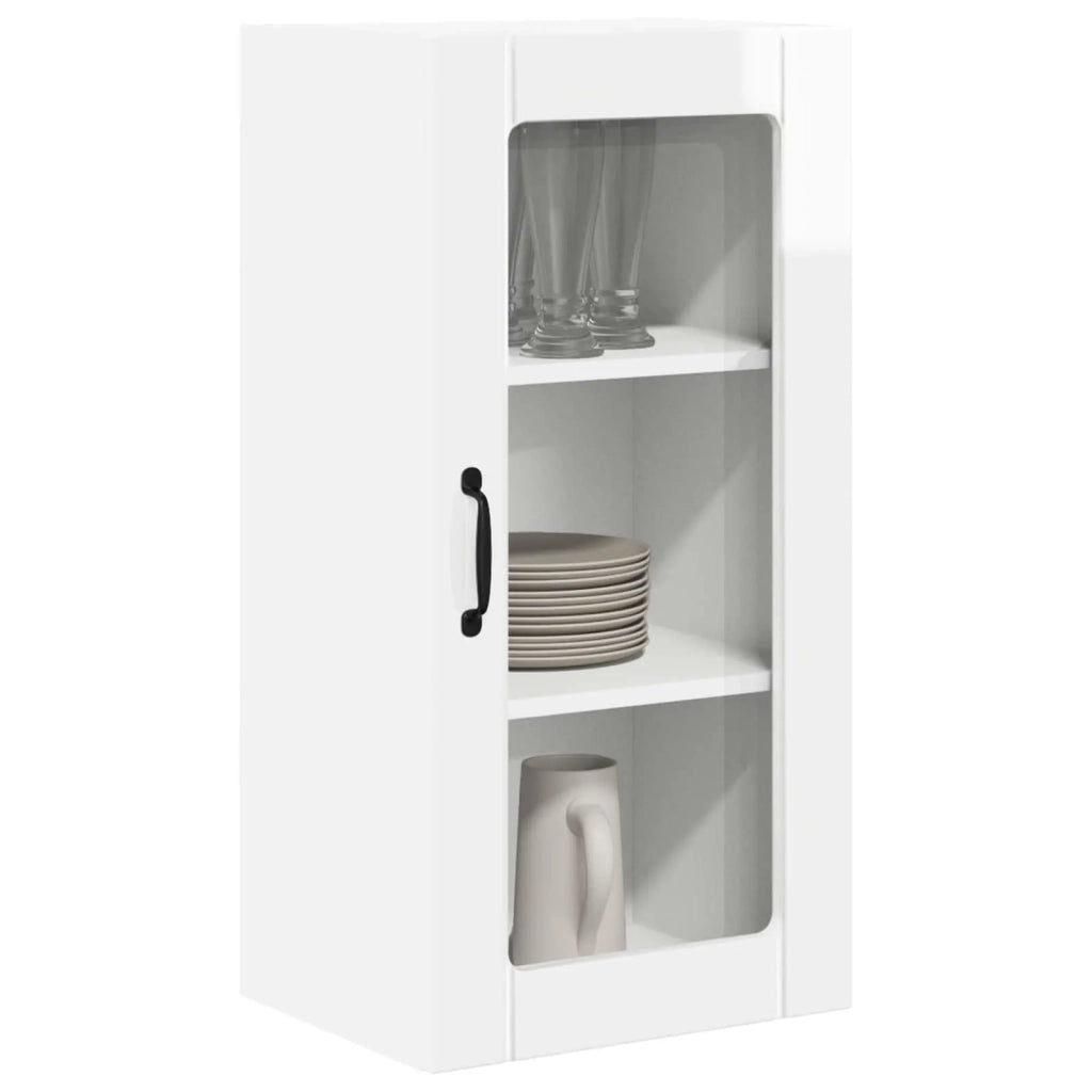 Mobile in vetro da parete PORTO 2 pcs Bianco Lucido 885344