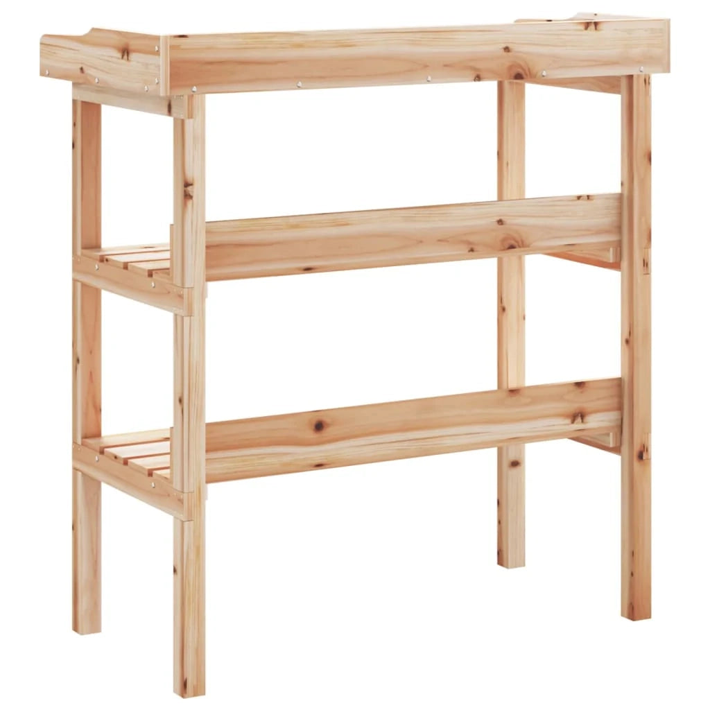 Tavolino portavasi con ripiani 78 x 38 x 825 cm in legno massello di abete marrone 02_0045432