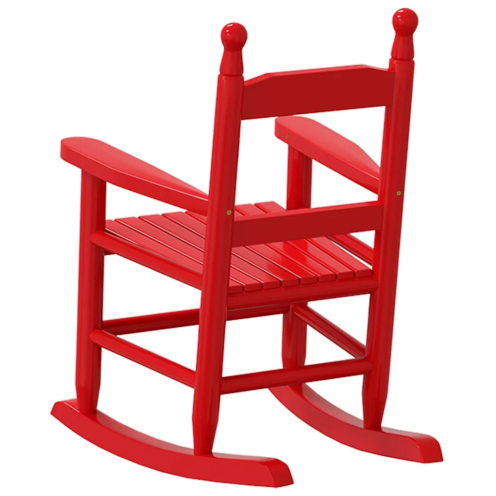 vidaXL Sedia a Dondolo per Bambini Rosso in Legno Massello di Pioppo