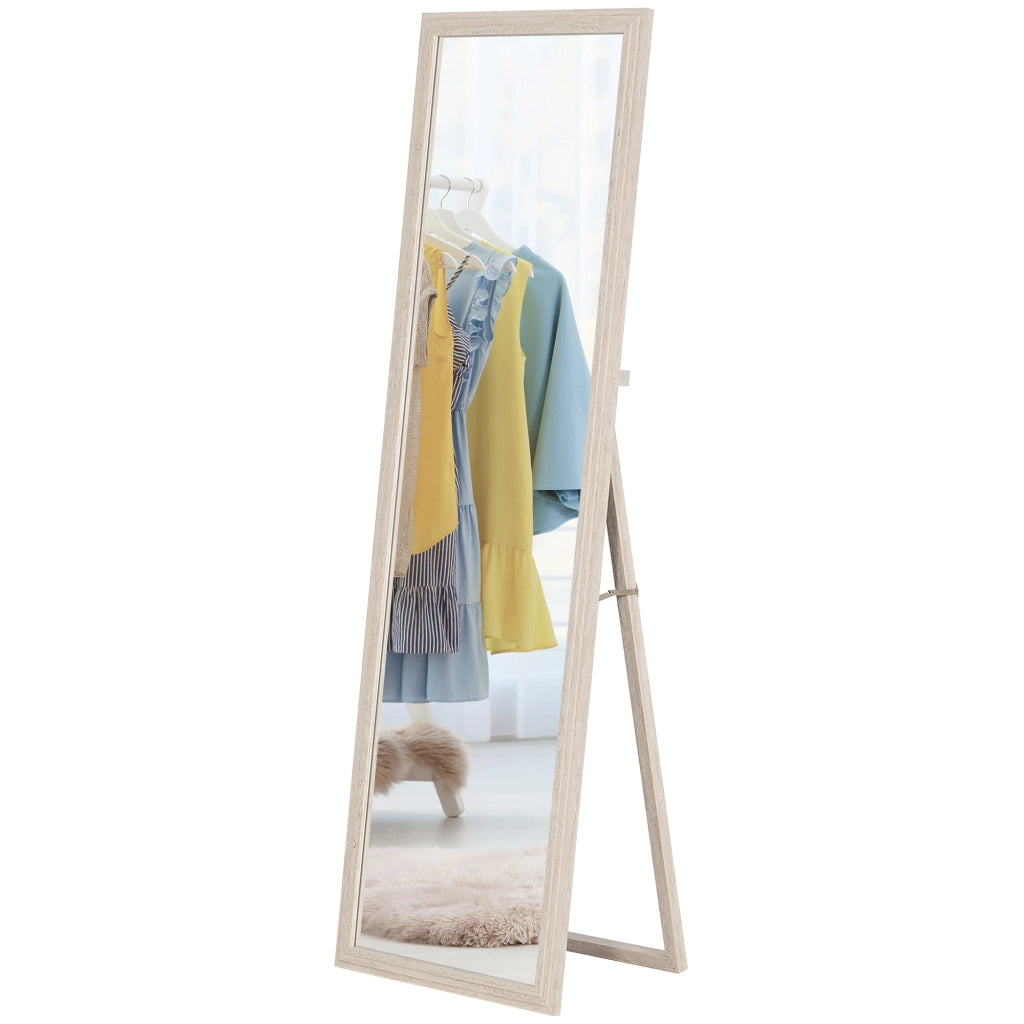 Specchio da Parete con Cornice in Effetto Pietra ¨C Zephmum ¨C Bianco 160x50 cm