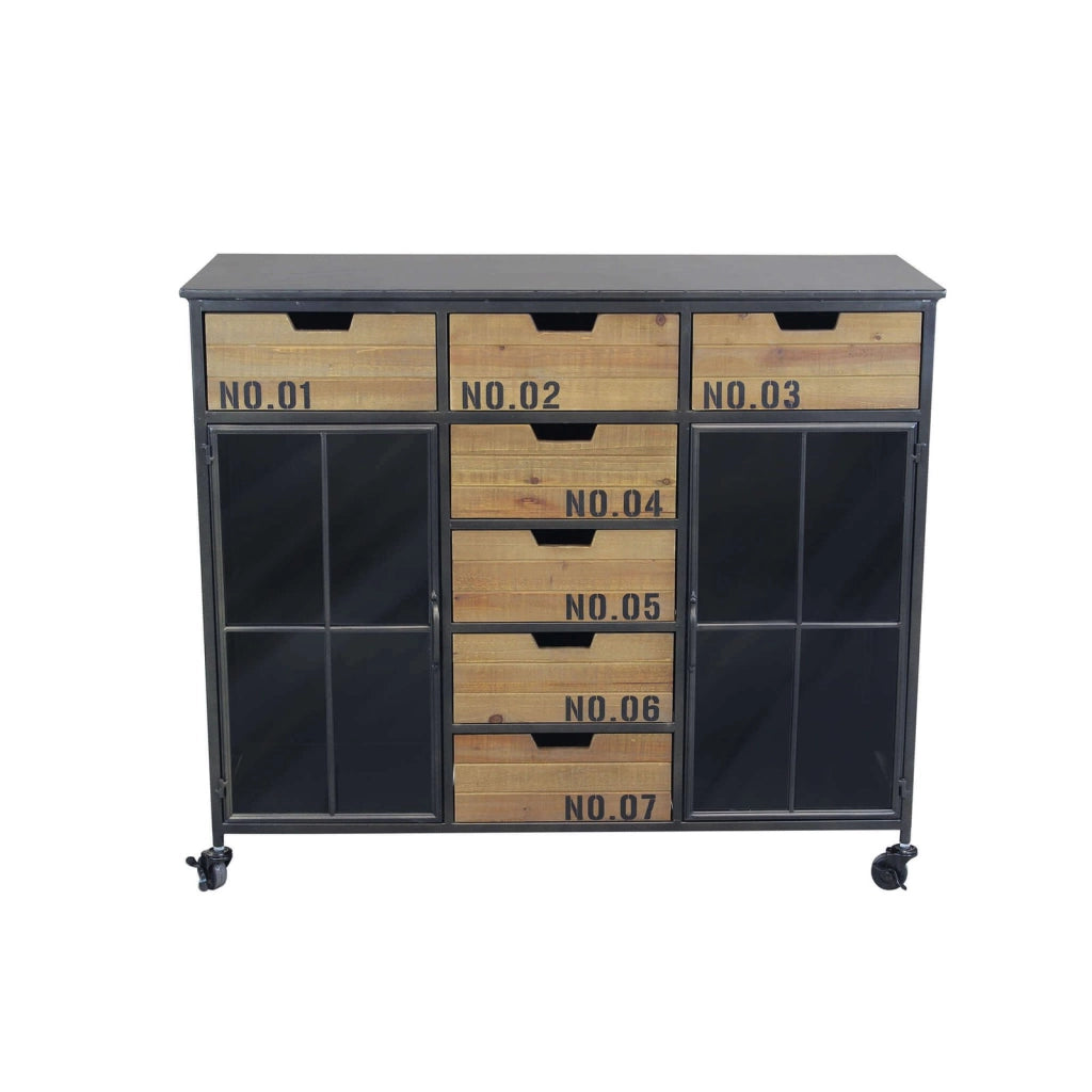 Madia Industrial in Acciaio Legno cm 98 5x38 5x84 - DORAN