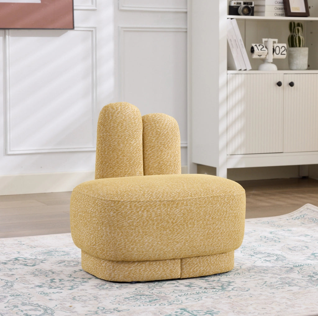 Pouf imbottito a forma di coniglio in tessuto giallo