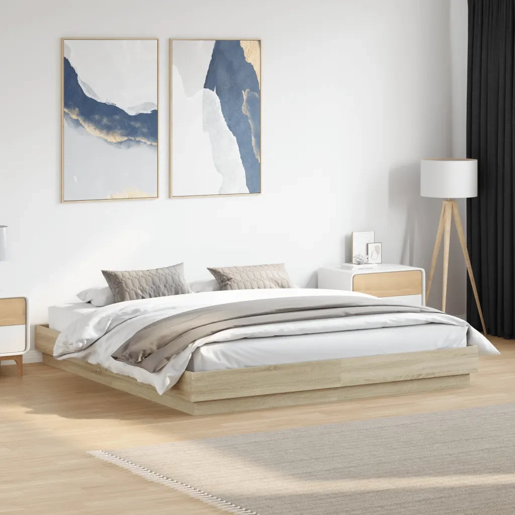 Giroletto-Struttura Letto Rovere Sonoma 200x200 cm in Legno Multistrato 834024
