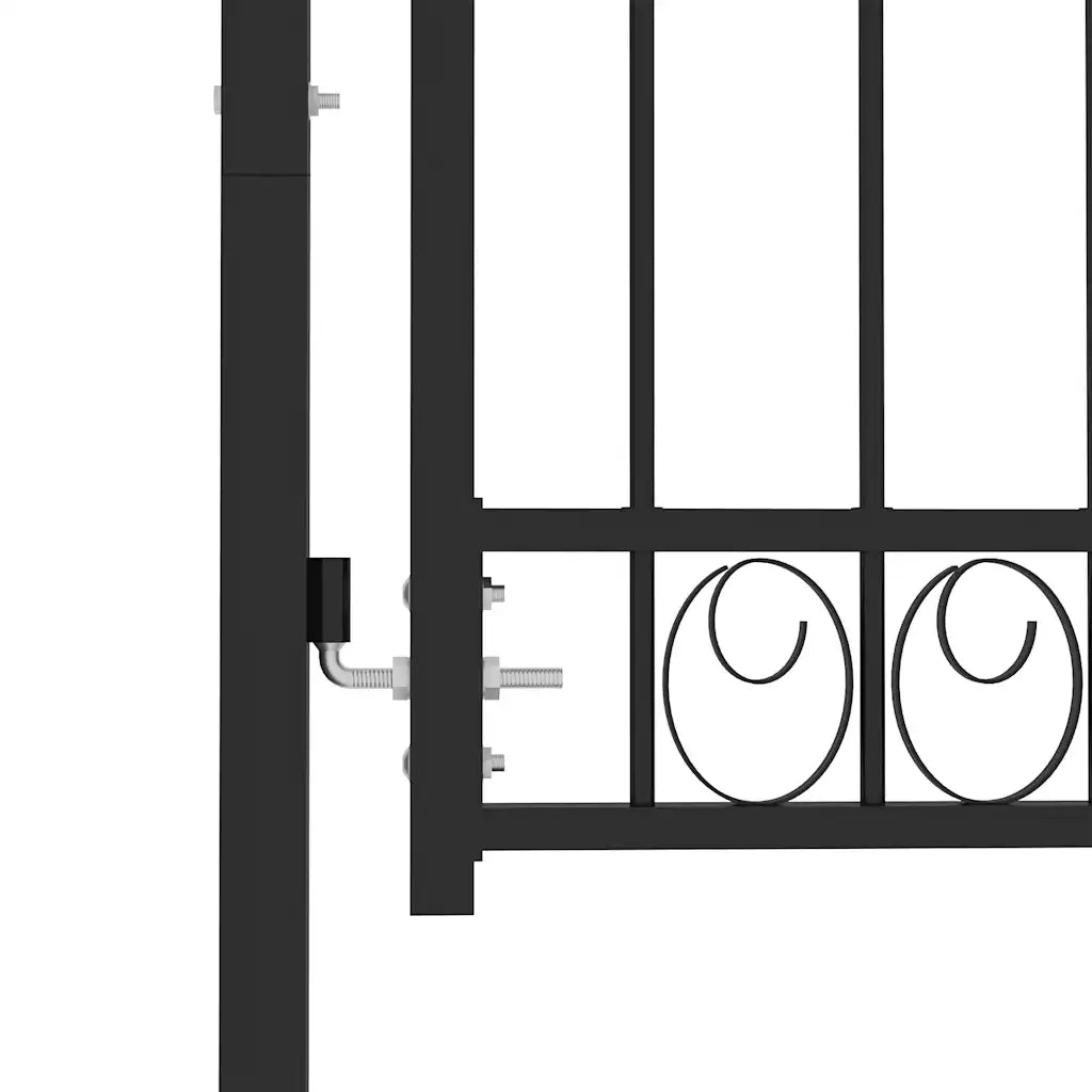 Cancello per Recinzione con Punte in Acciaio 100x125 cm Nero cod mxl 46128