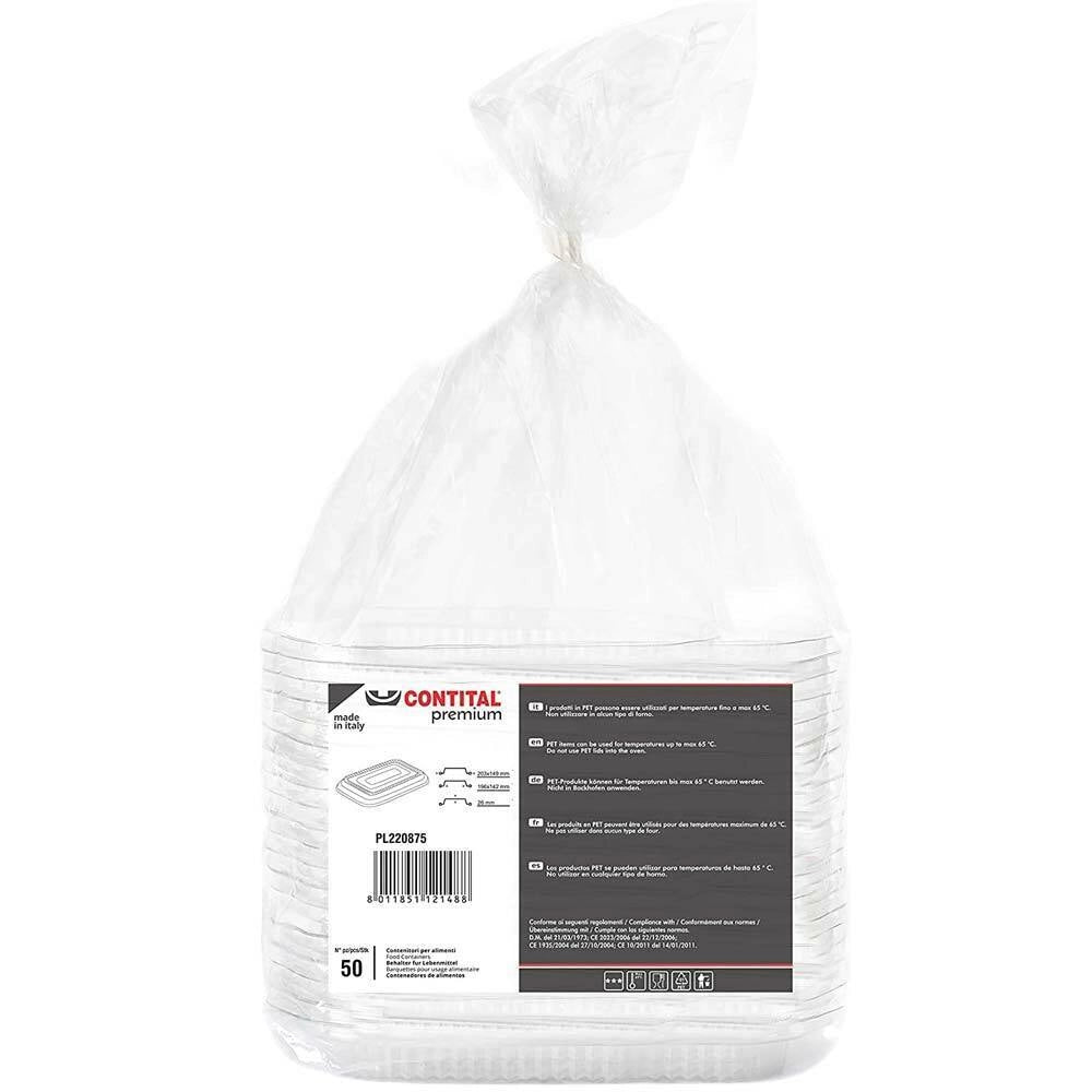 50pz Coperchi in Plastica per Vaschette Alluminio Alimenti Monouso 2 Porzioni
