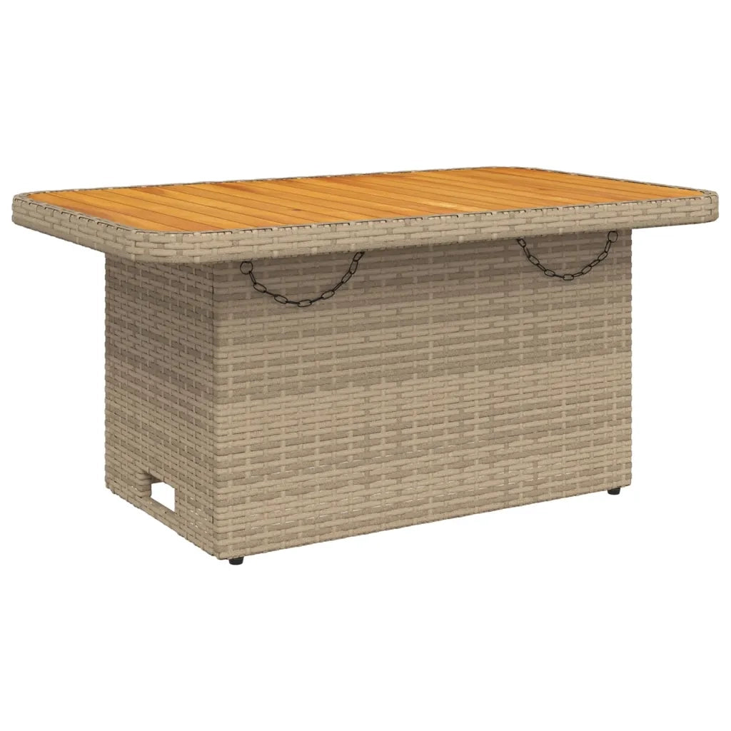 Tavolo da Giardino | Tavolino da esterno Beige 90x55x71cm Polyrattan e Legno Acacia