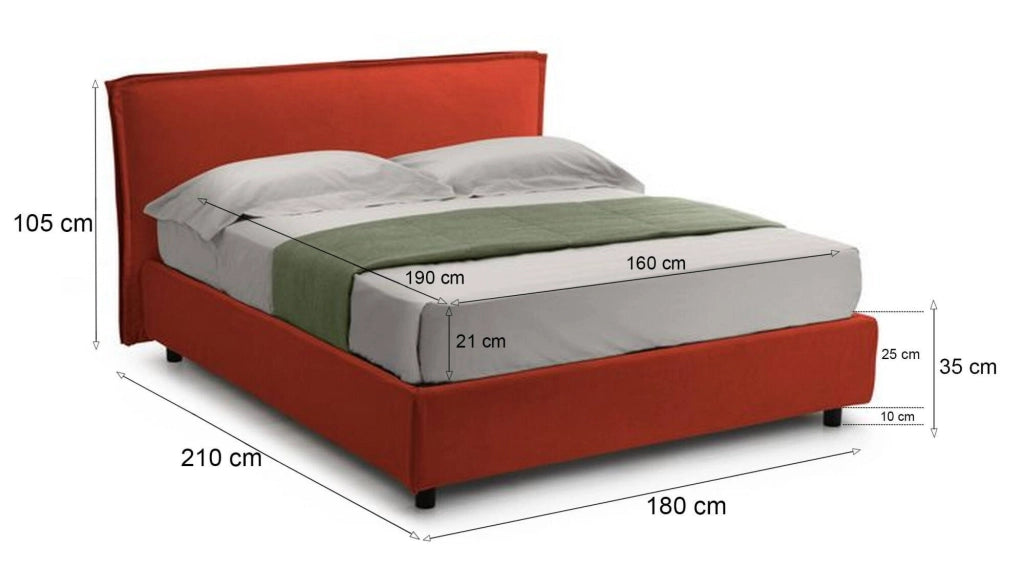 Letto Matrimoniale Bruzolo, Letto Matrimoniale Materasso Incluso Made in Italy, Arancione
