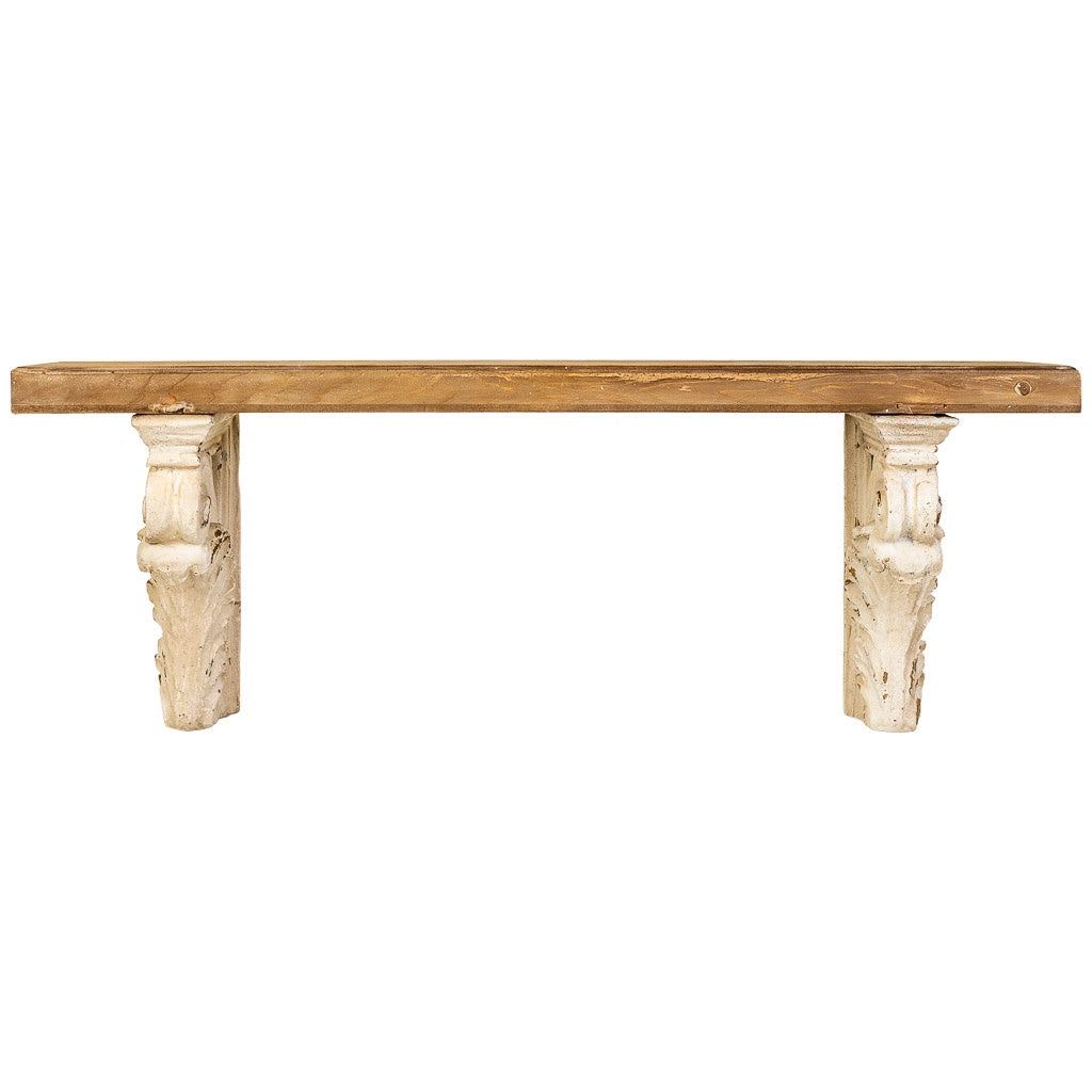 Mensola da parete in magnesio e legno, marrone e bianco, 110x29x40h cm