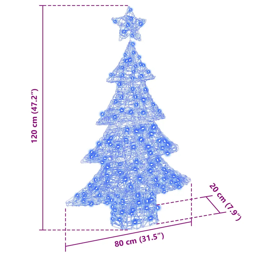 Albero di Natale con 100 LED-Luci decorative natalizie Blu 122 cm Acrilico