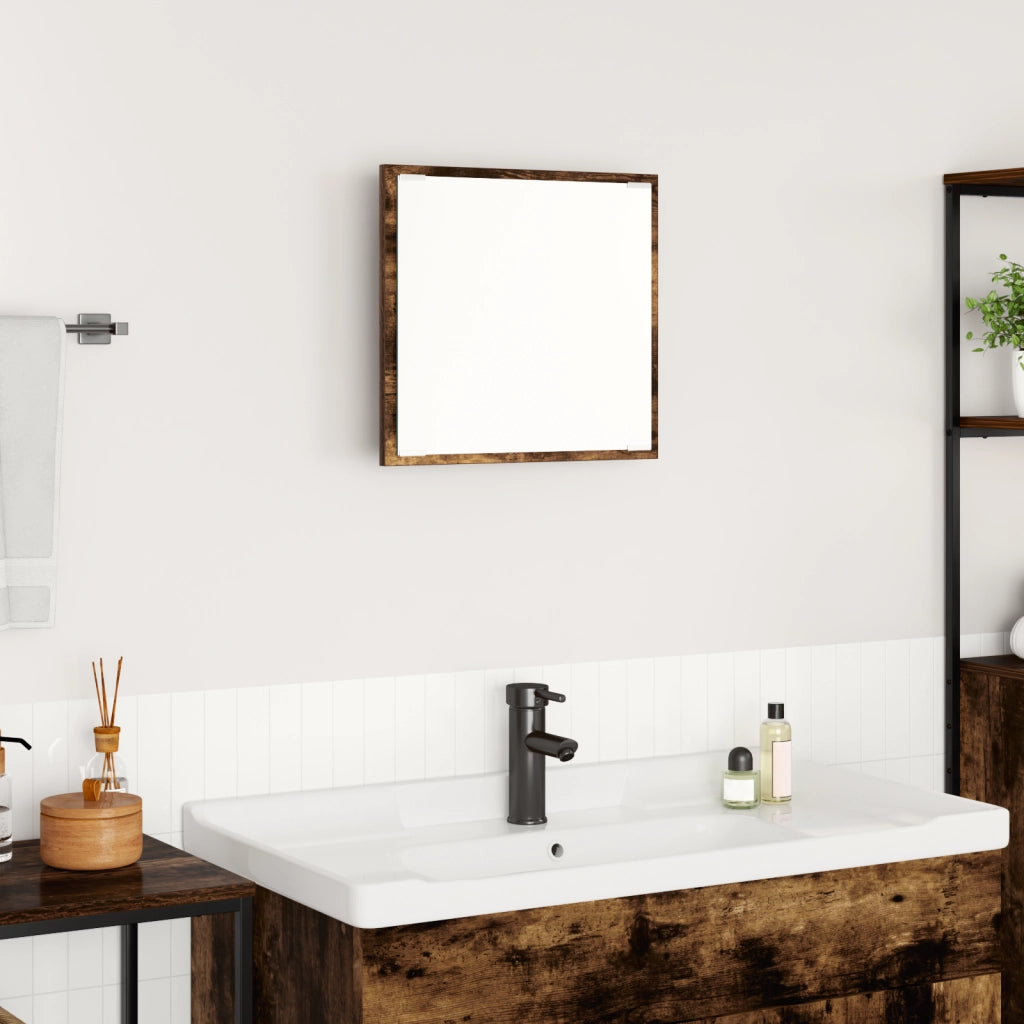 Specchio da Bagno a LED Rovere Affumicato 40x8.5x37 cm Legno Composito