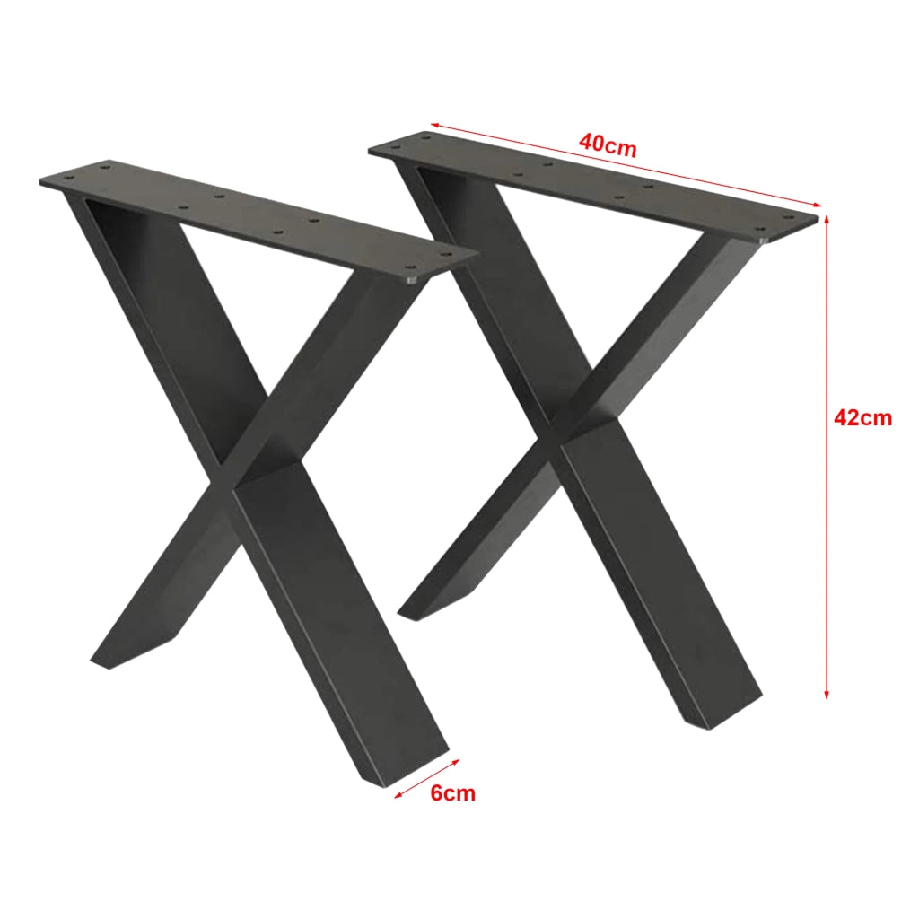 Set di 2 gambe per tavolo a forma di X 42 x 40 x 6 cm in acciaio 03_0008089