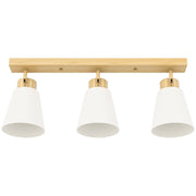 Plafoniera a LED da 40W, lampada da soffitto con doppio montaggio e teste orientabili a 90¡ã con 3 portalampade E27, legno naturale