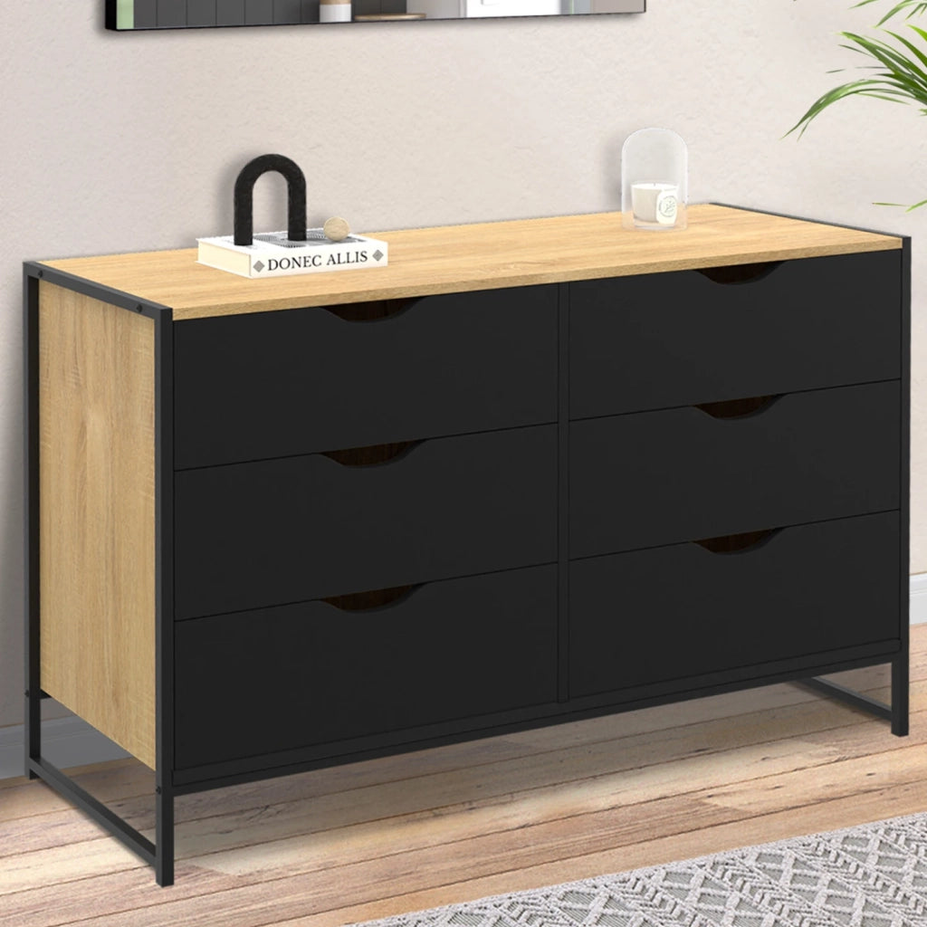 IDMarket - BOSTON Arcón de 6 cajones 115 cm diseño industrial