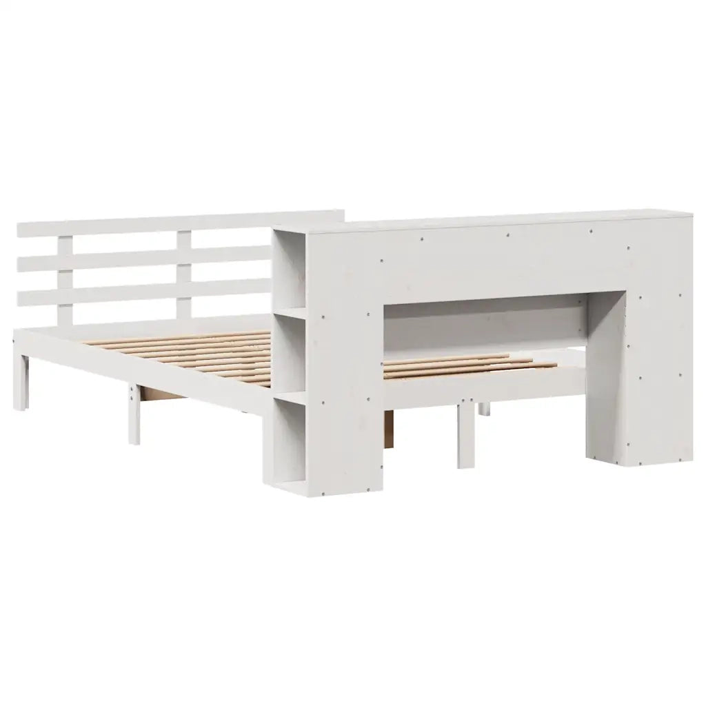 Letto Libreria senza Materasso Bianco 135x190 cm Legno di Pino 3322705