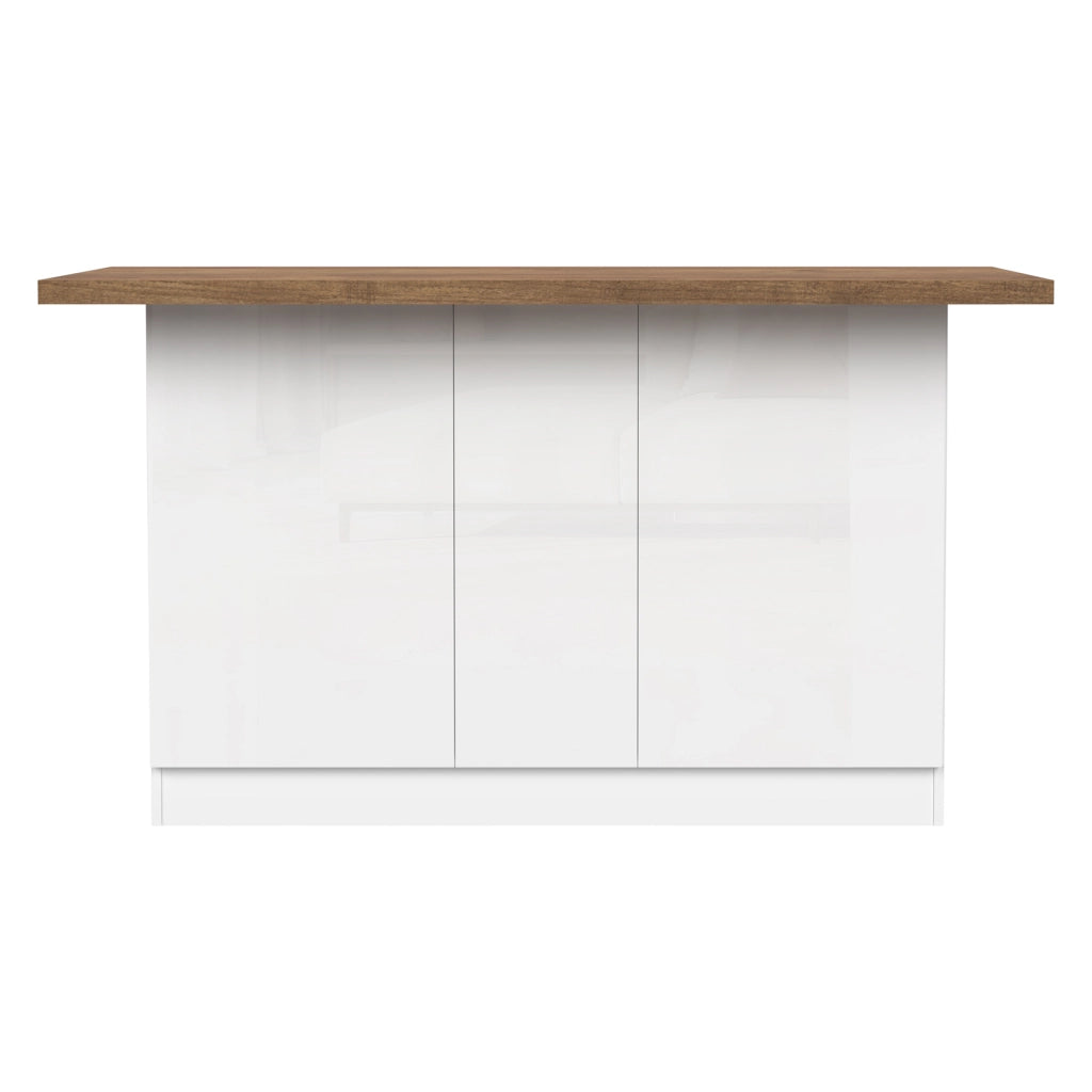 Mobile Dispensa Migani, Isola da Cucina 3 Ripiani Made in Italy, 160x80x90h cm Bianco Lucido