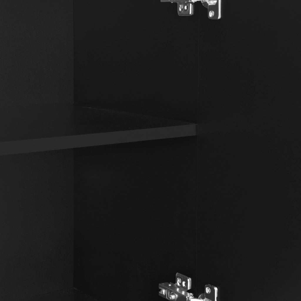 Credenza a 4 ante con intagli a goccia, ripiani interni e cerniere ammortizzate, MDF nero 120 × 37,5 × 80,8 cm