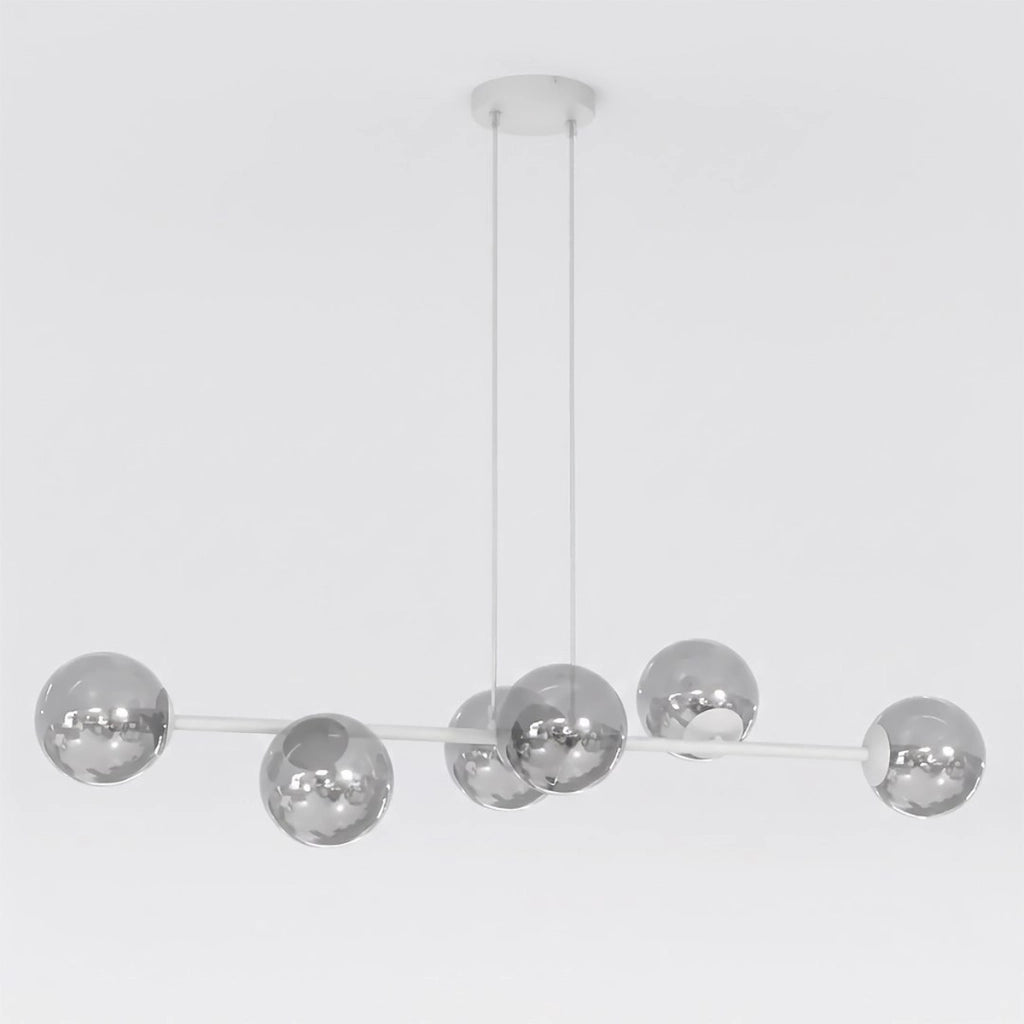 Lampada a sospensione Magnus in acciaio grigio grafite e vetro
