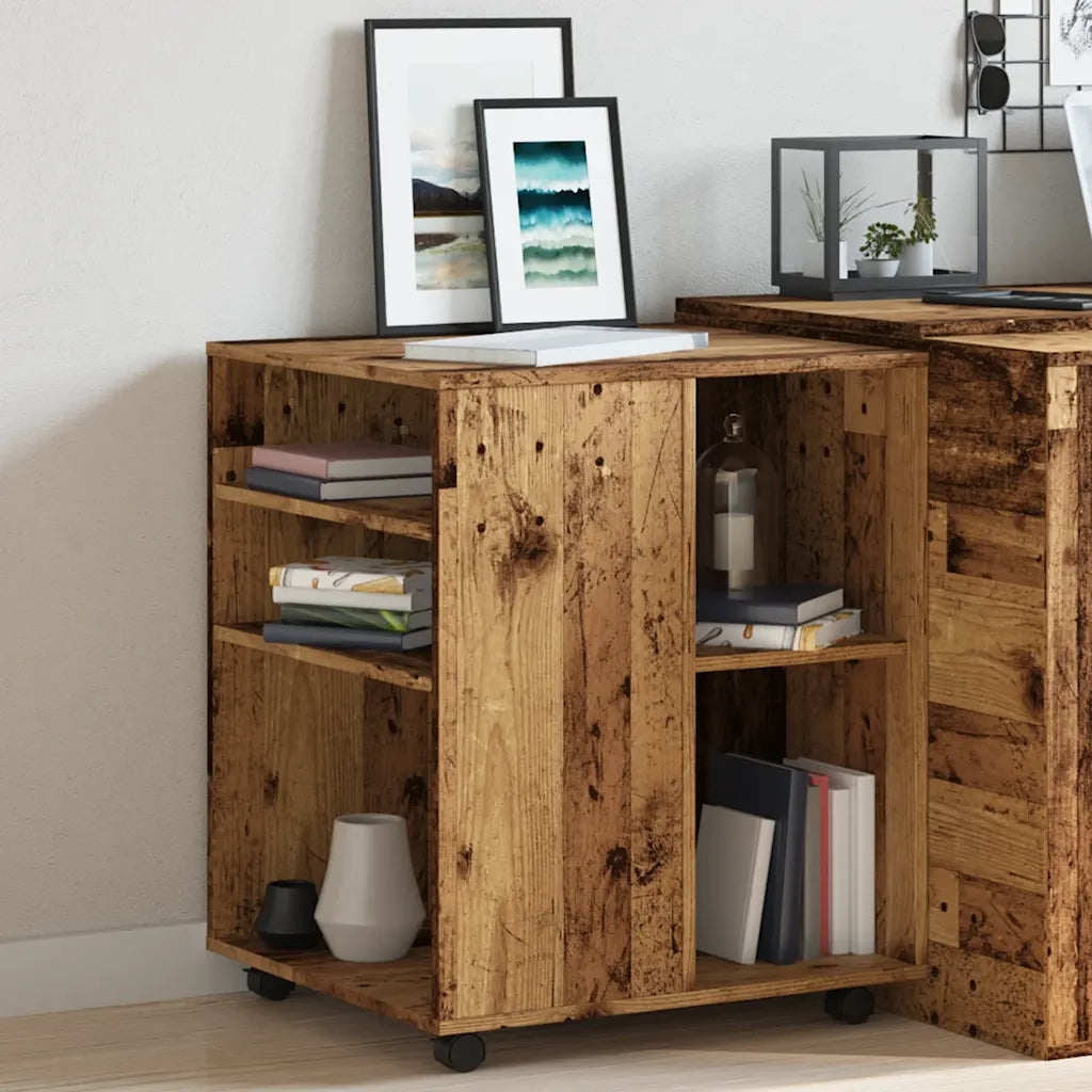 Armadietto con Ruote Legno Antico 60x53x72cm in Truciolato