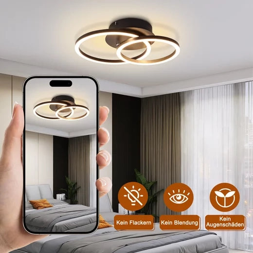 ZMH Lampada da soffitto plafoniera LED 2 anelli rotonda 24W 3000K moderna per soggiorno corridoio hotel