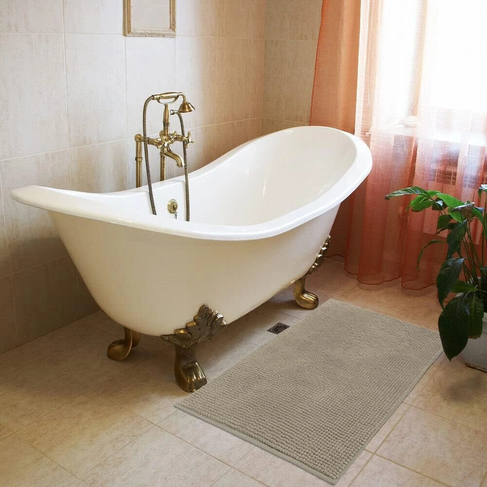 Tappeto Bagno Confortevole Scendiletto 55x110 cm Morbido Antiscivolo Pelo Lungo Marrone