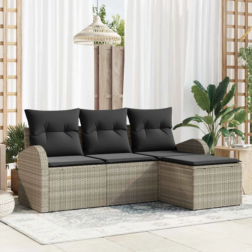 Set di divani con cuscino 4 pcs Grigio chiaro polyrattan 3354661