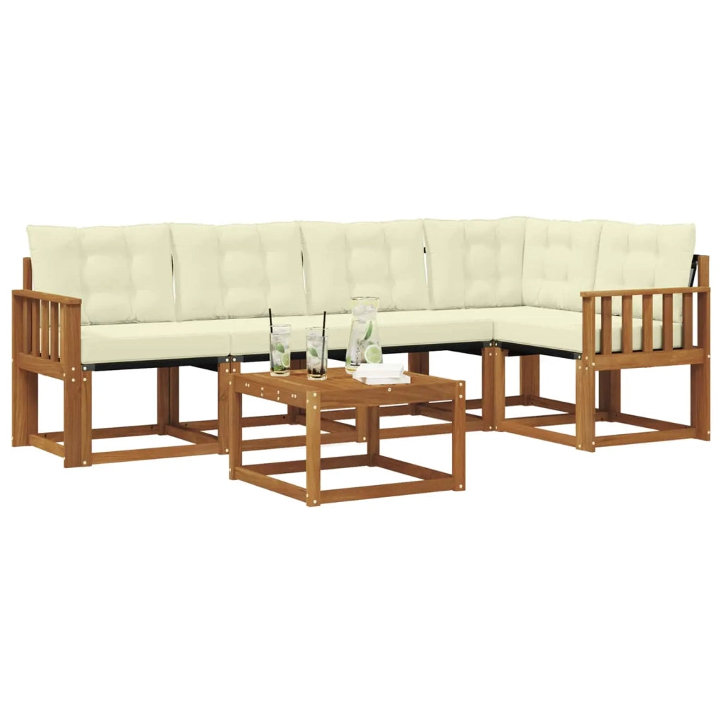 Set di divani da esterno con cuscino 6 pcs Naturale e Crema 3368685