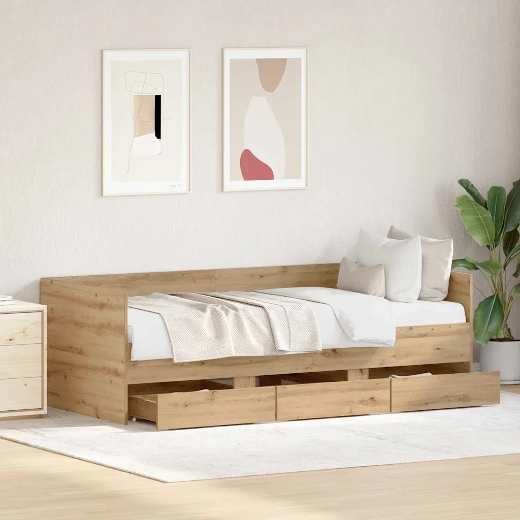 Letto singolo | Letto per adulti | Daybed Rovere artigianale 90 x 190 cm Legno multistrato