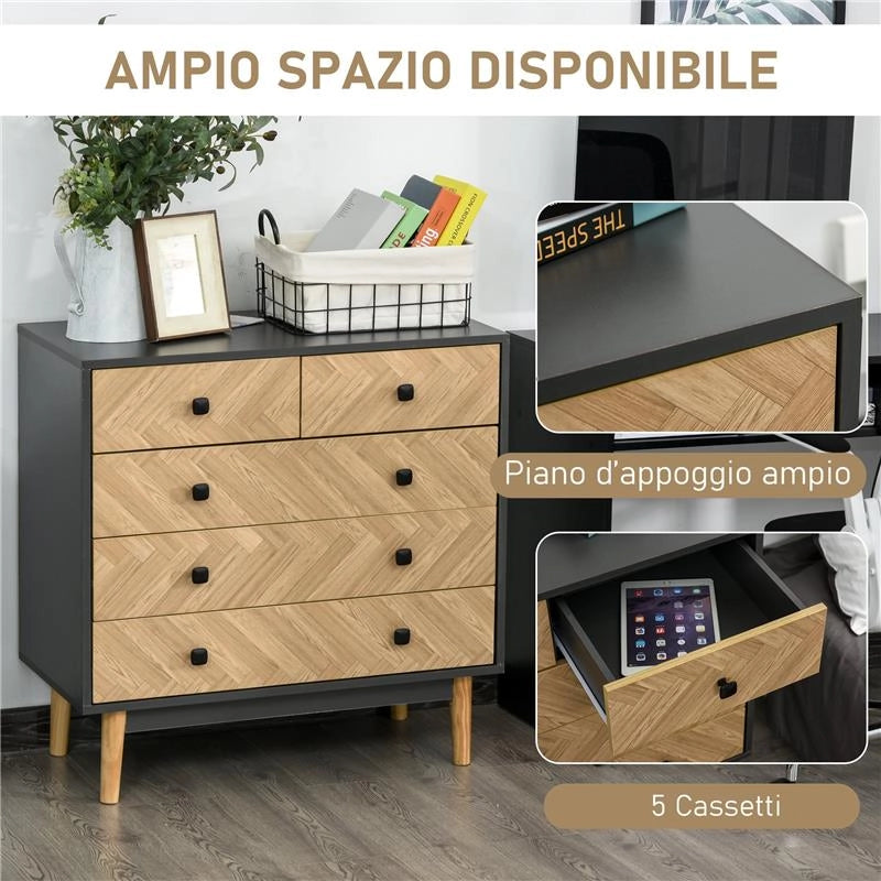 CASSETTIERA PER CAMERA DA LETTO IN LEGNO STILE VINTAGE INDUSTRIALE