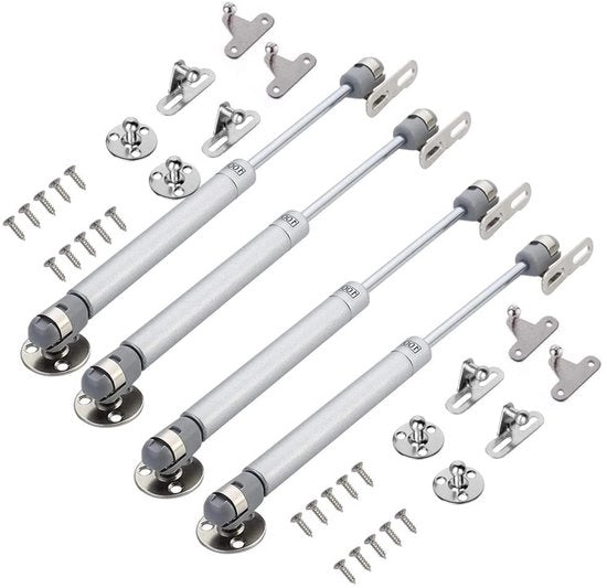 Gasveer Robusto 100N - 4 Stuks - Pneumatico con Sostegno - Cerniera di Demping - Adatto per Porte di Mobili - Lunghezza 270mm - Gasveer per Mobili