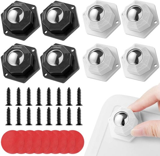 Set di ruote a sfere 8 pezzi per mobili pesanti, ruote universali 360° per mobili, piccole ruote per mobili, pattini per mobili pesanti, ruote a sfera per il trasporto di mobili e merci, carico di 200 kg+