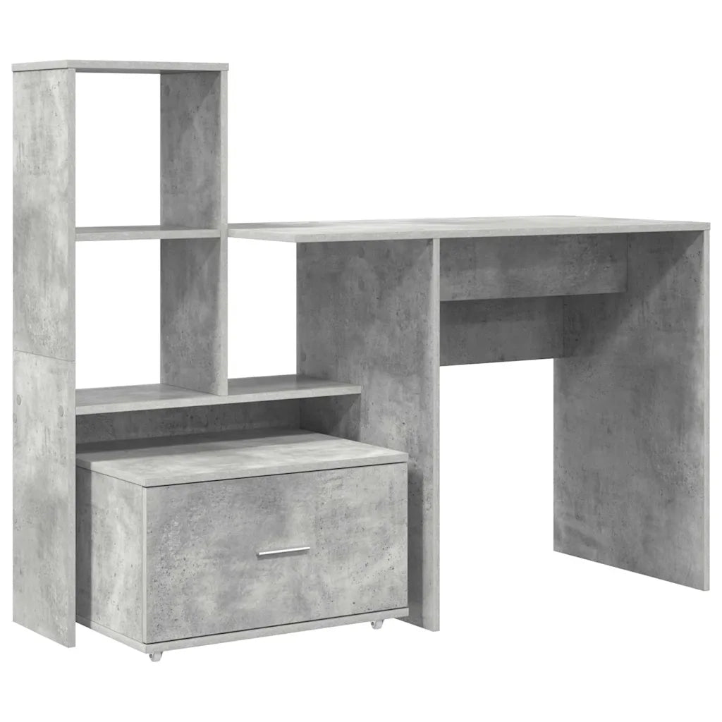 vidaXL Scrivania con cassetto Grigio cemento 131.5 x 50 x 106.5 cm