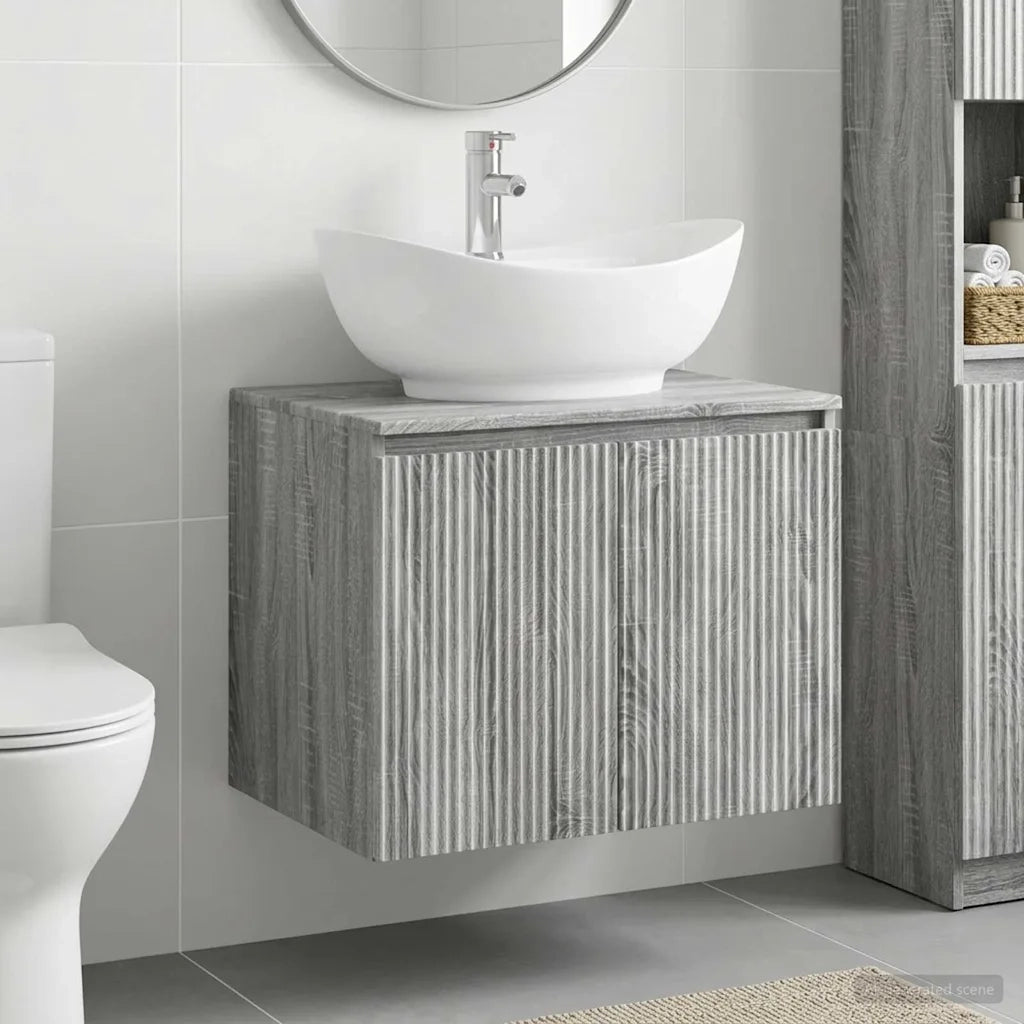 Set di mobili per il bagno Sonoma grigio Legno ingegnerizzato 3404346