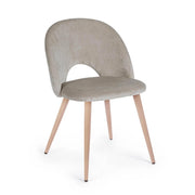 Set di 4 Sedie Imbottite in Velluto con Gambe Effetto Legno - MARINA