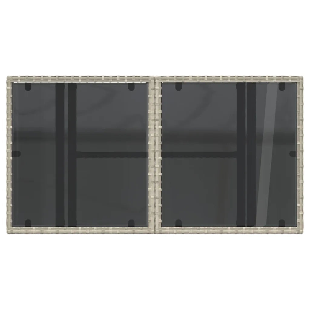 Tavolo Giardino | Tavolino da esterno Piano Vetro Grigio Chiaro 100x55x73 Polyrattan