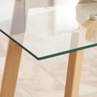 Tavolo da Pranzo Rettangolare per 4 Persone max, in Acciaio con Piano in Vetro Temperato, 120x60x76 cm