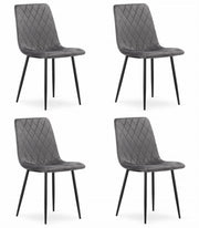 Sedia Valora TURIN in velluto grigio scuro, design ergonomico x4