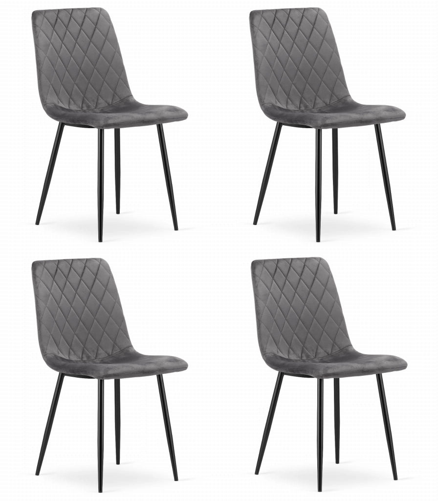 Sedia Valora TURIN in velluto grigio scuro, design ergonomico x4