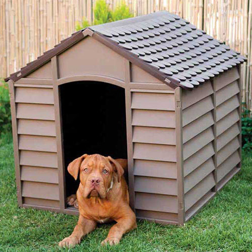 Cuccia per Cane Taglia Media in Resina Smontabile 86X84X82 cm Beige/Marrone