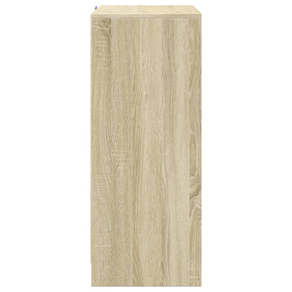 Buffet credenza cassettiera armadio mobile contenitore organizer per cucina soggiorno salotto con illuminazione a LED finitura rovere Sonoma 77 x 34 x 85 cm legno ingegnerizzato marrone 02_0029800