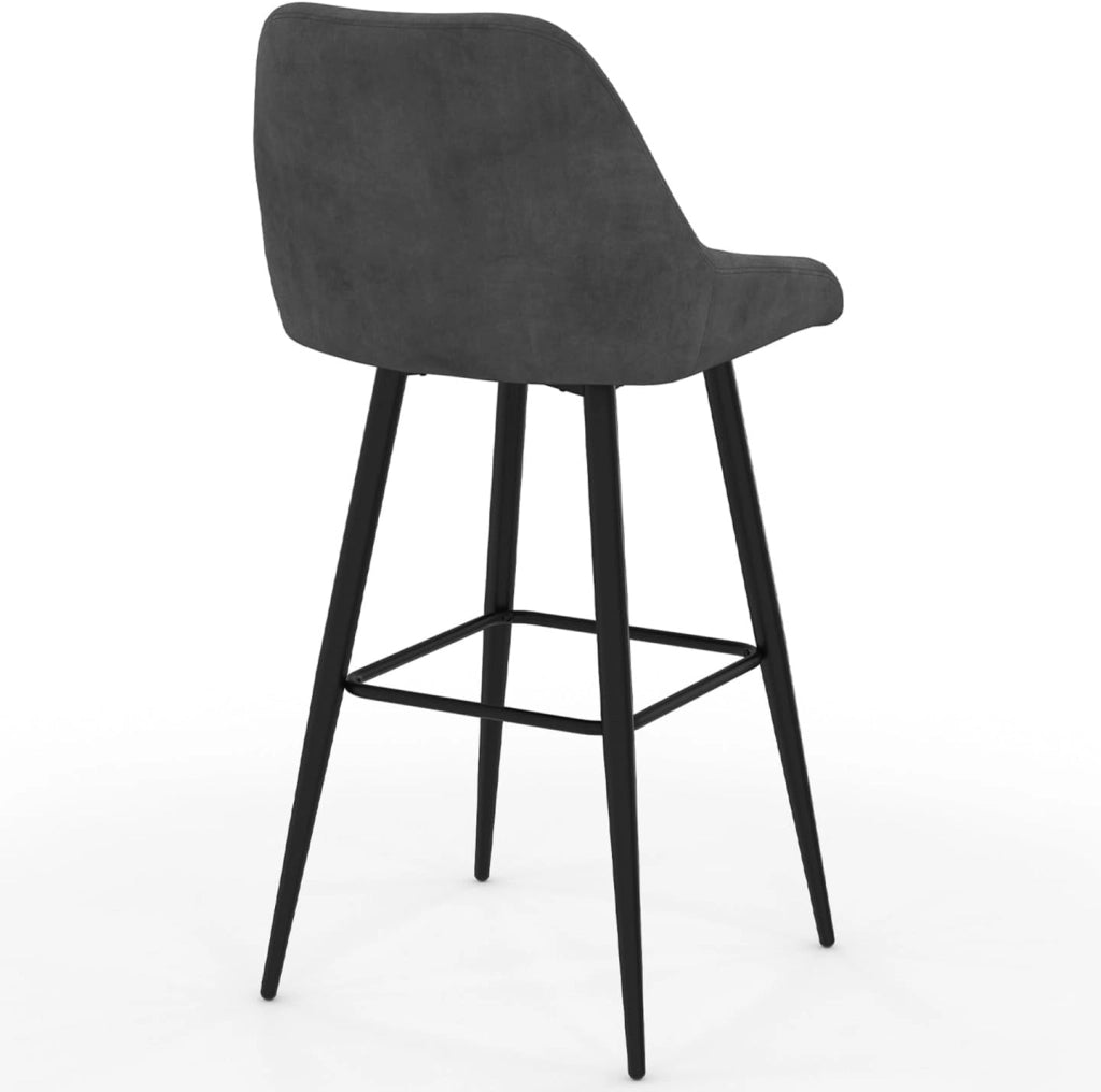 Set di 4 sgabelli da bar THALYA in velluto misto grigio scuro, terracotta x2, beige con mezzi braccioli