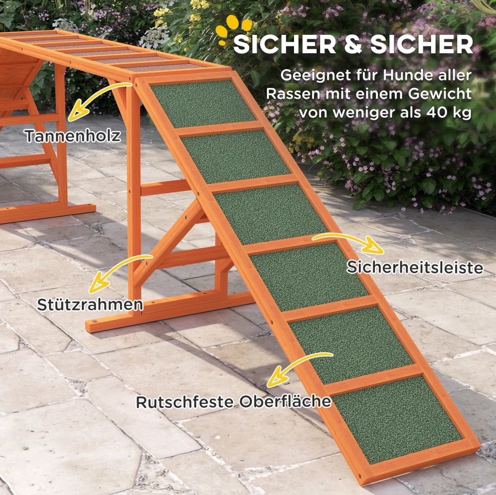 Passerella agility per cani in legno arancione
