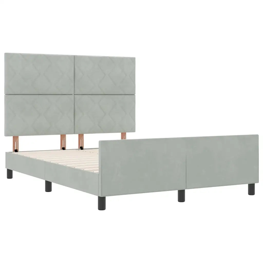 Letto a molle con testiera-Rete con Testiera Grigio chiaro 140 x 190 cm Velluto 684815