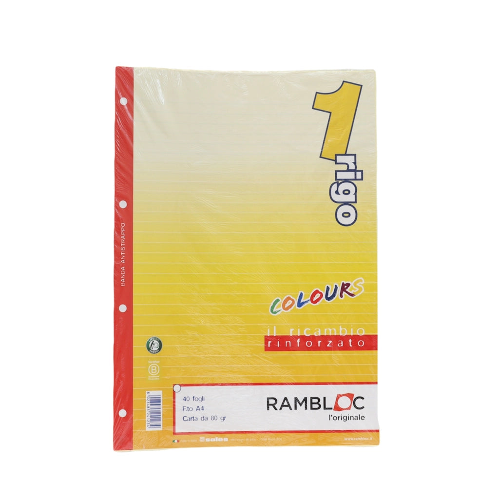 RICAMBIO RINFORZATO RAMBLOC A4 40 FOGLI 1 RIGO COLORATO
