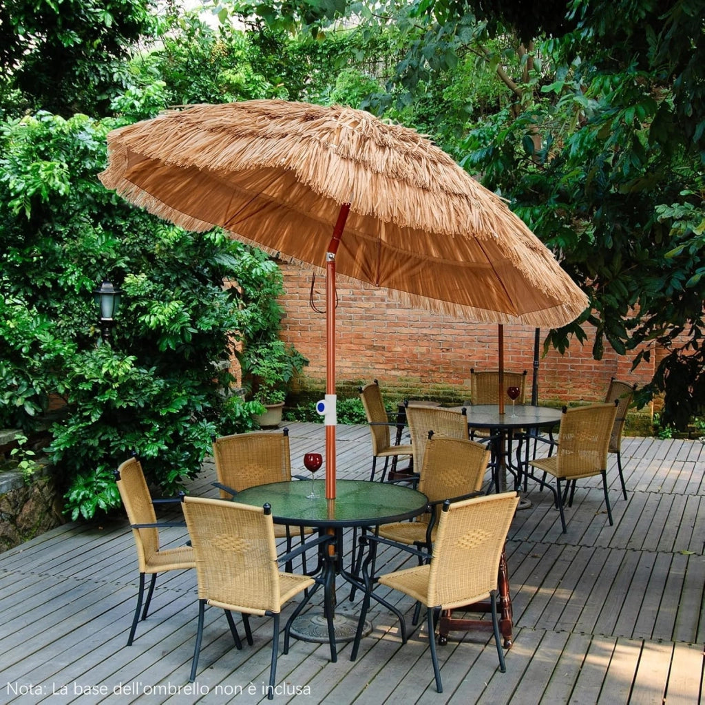 Ombrellone da Spiaggia di Paglia, Ombrellone da Giardino 175 cm con Borsa e Design Inclinabile, Ombrellone da Esterno Portatile per Spiaggia Giardino Balcone Mare