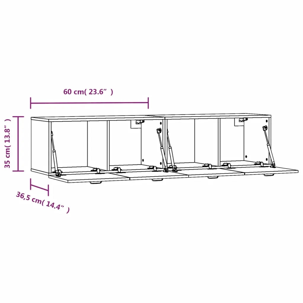 Mobili Parete 2 pz Grigio Cemento 60x36,5x35 cm in Multistrato