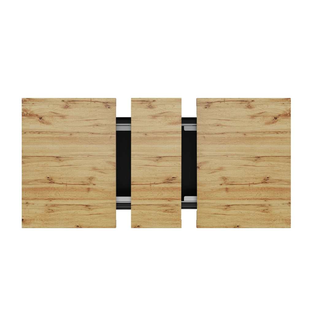 Tavolo da pranzo allungabile in MDF effetto legno con illuminazione integrata e 2 cassetti