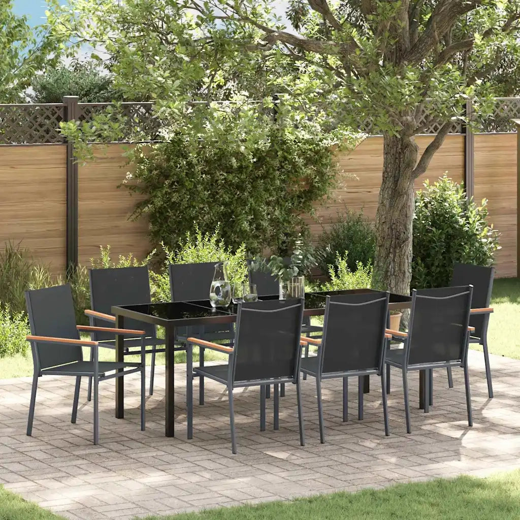 Set da Pranzo per Giardino 9 pcs Nero 3379092