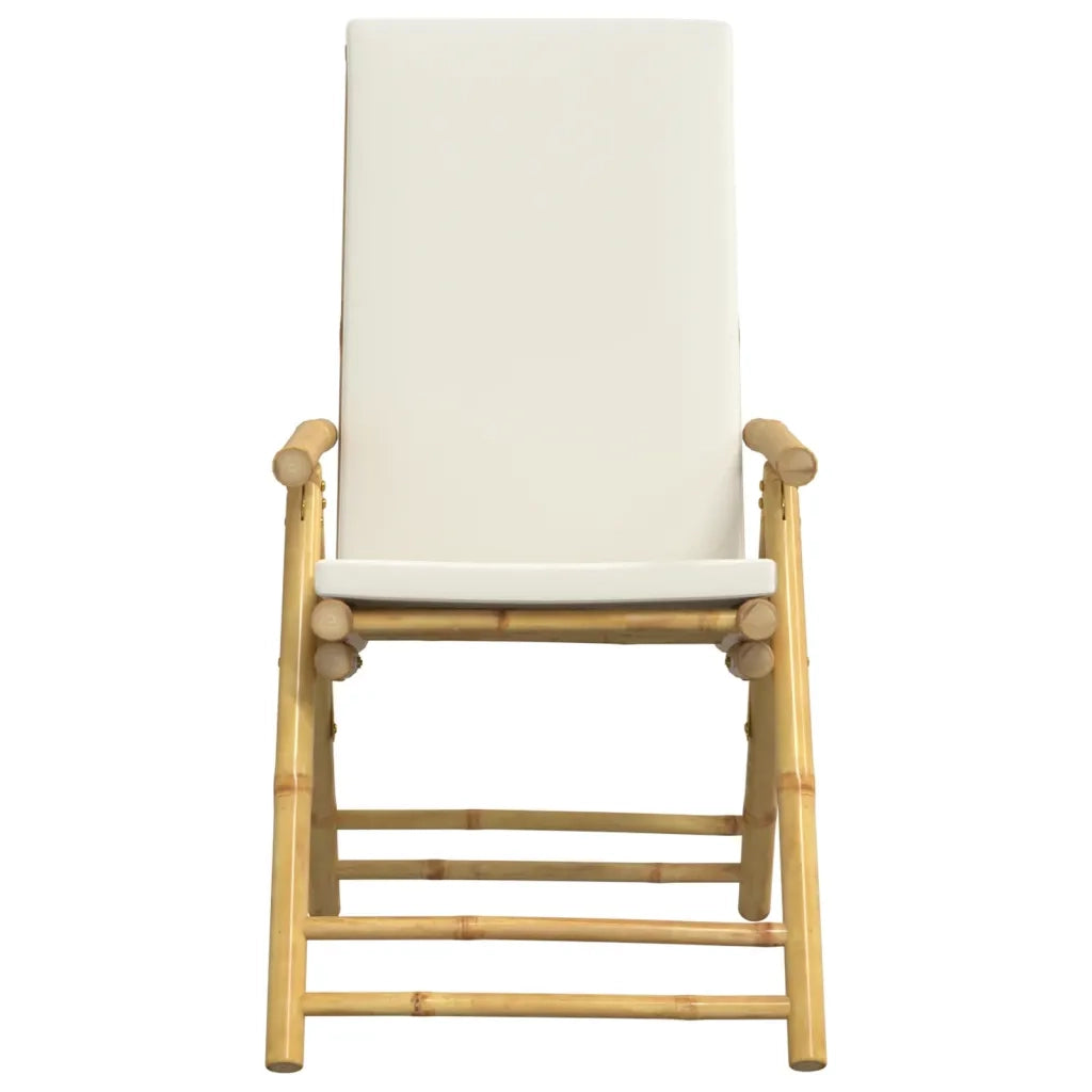 Sedie da Giardino Reclinabili 6 pz Cuscini Bianco Crema Bambù 3208928